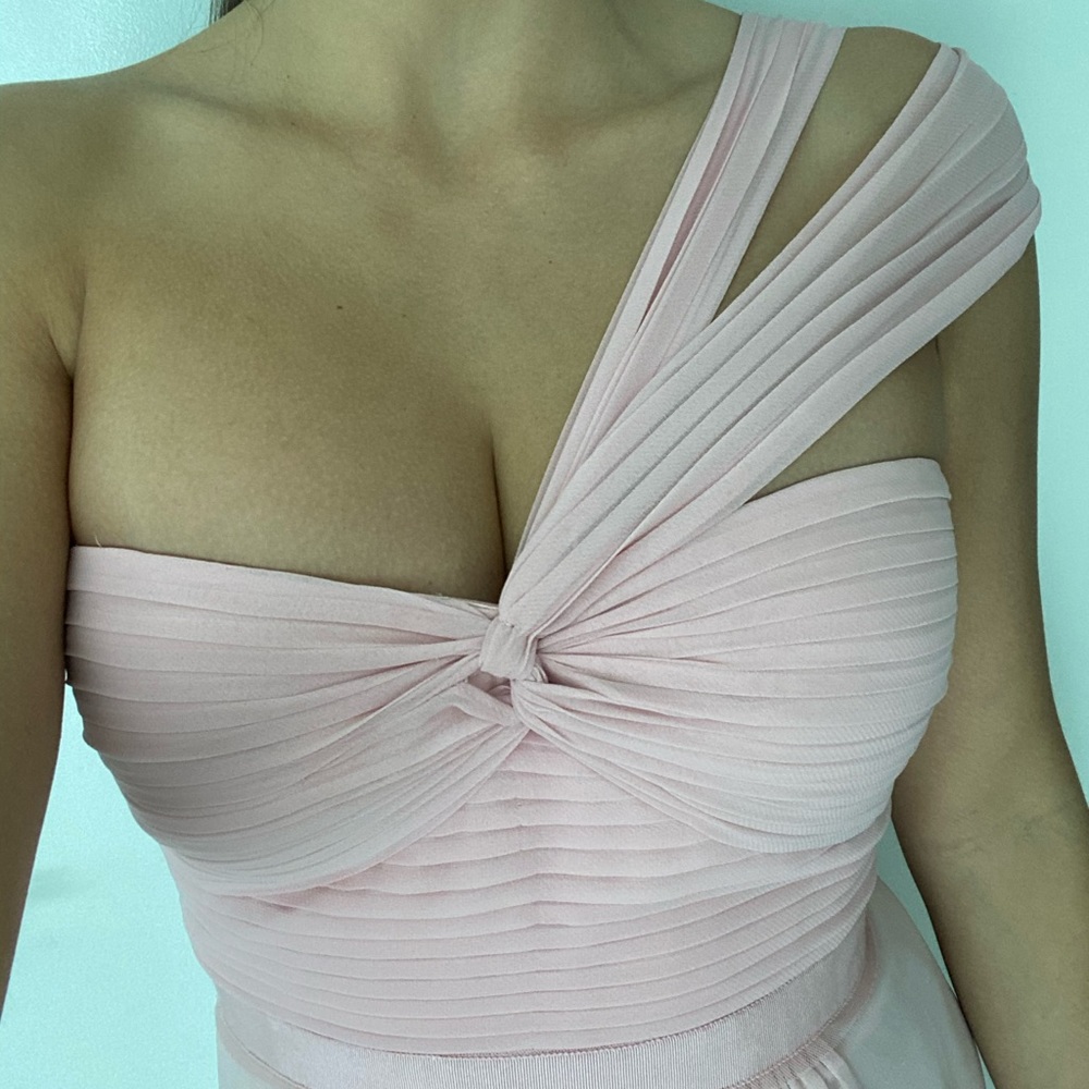 BCGB MAXAZRIA pale pink chiffon gown